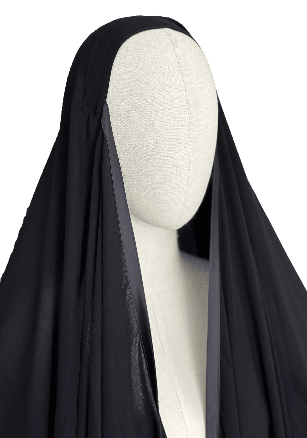 Satin Trim Open Cape - Black