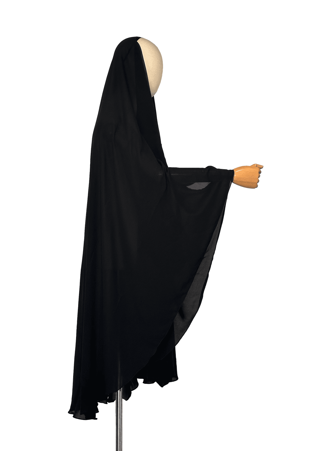 Chiffon Single Button Cape + Niqab - Black