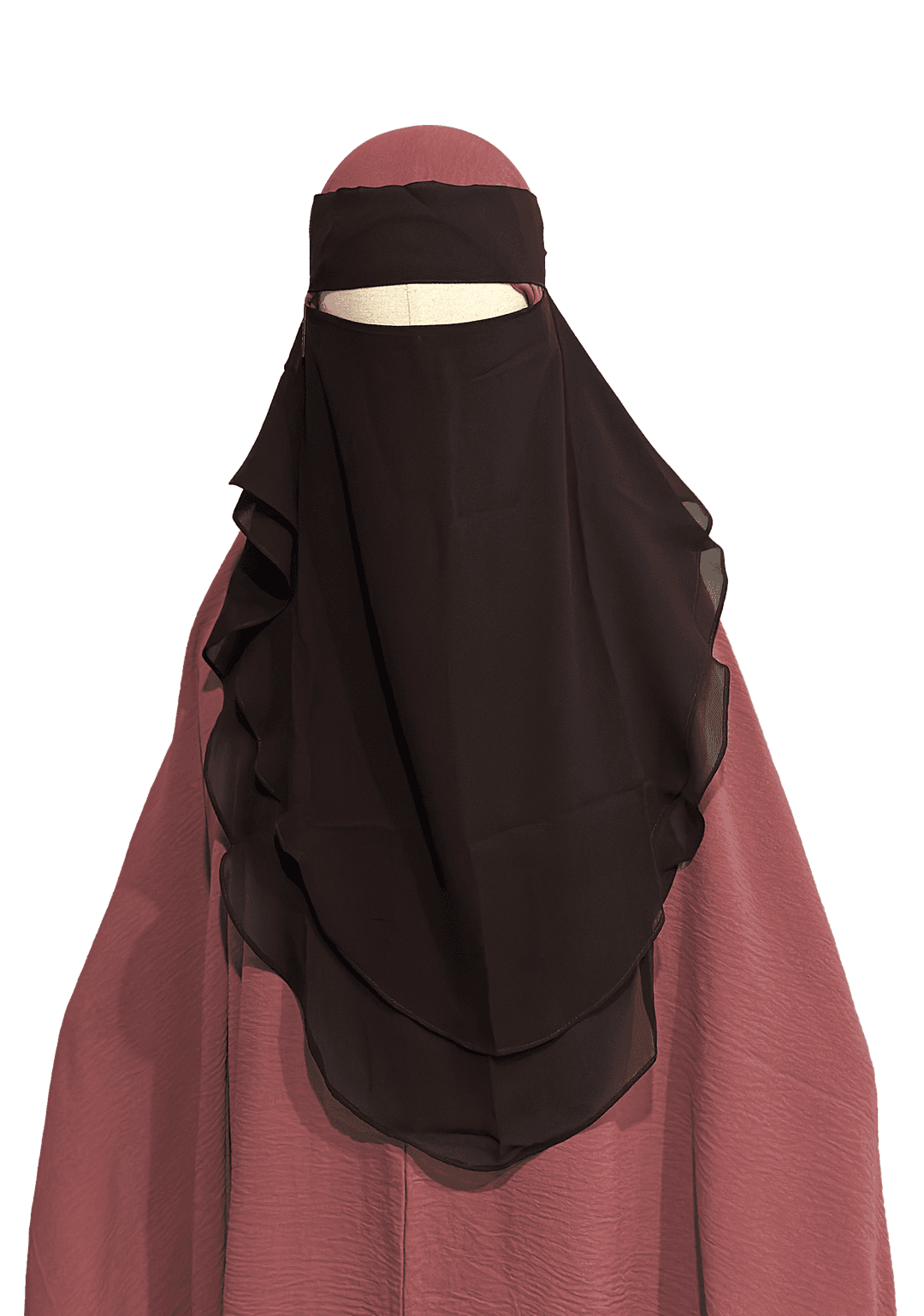 Ramlah 2-Layer Niqab - Dark Brown
