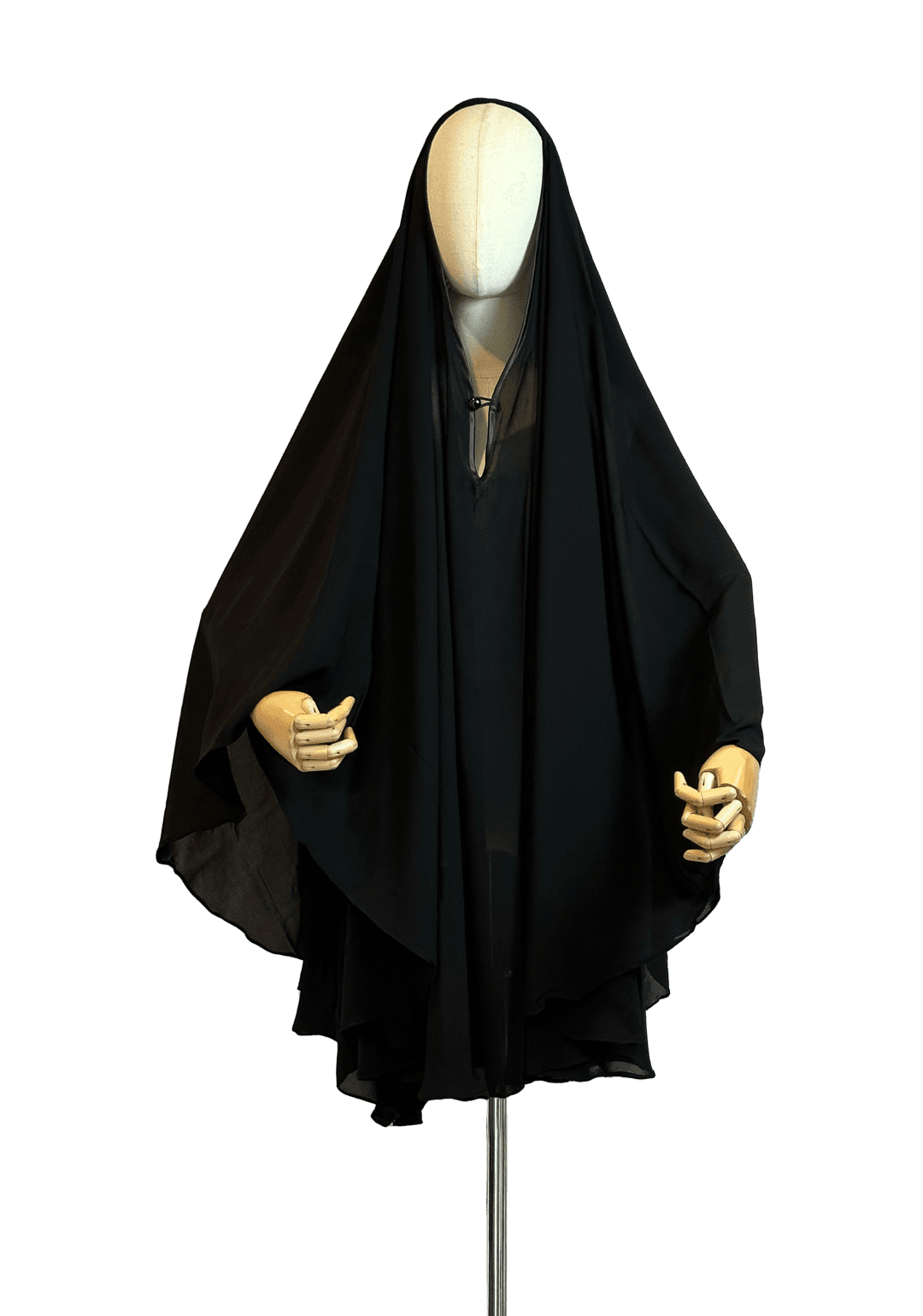 Chiffon Single Button Cape - Black
