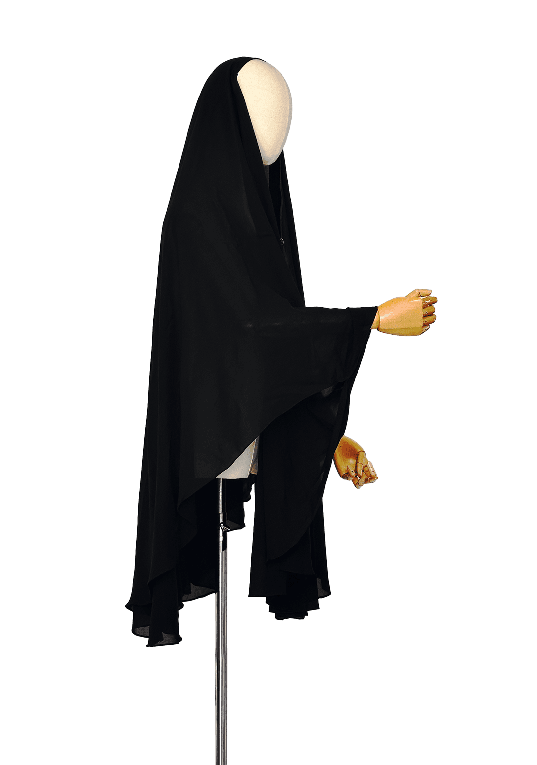 Chiffon Single Button Cape - Black