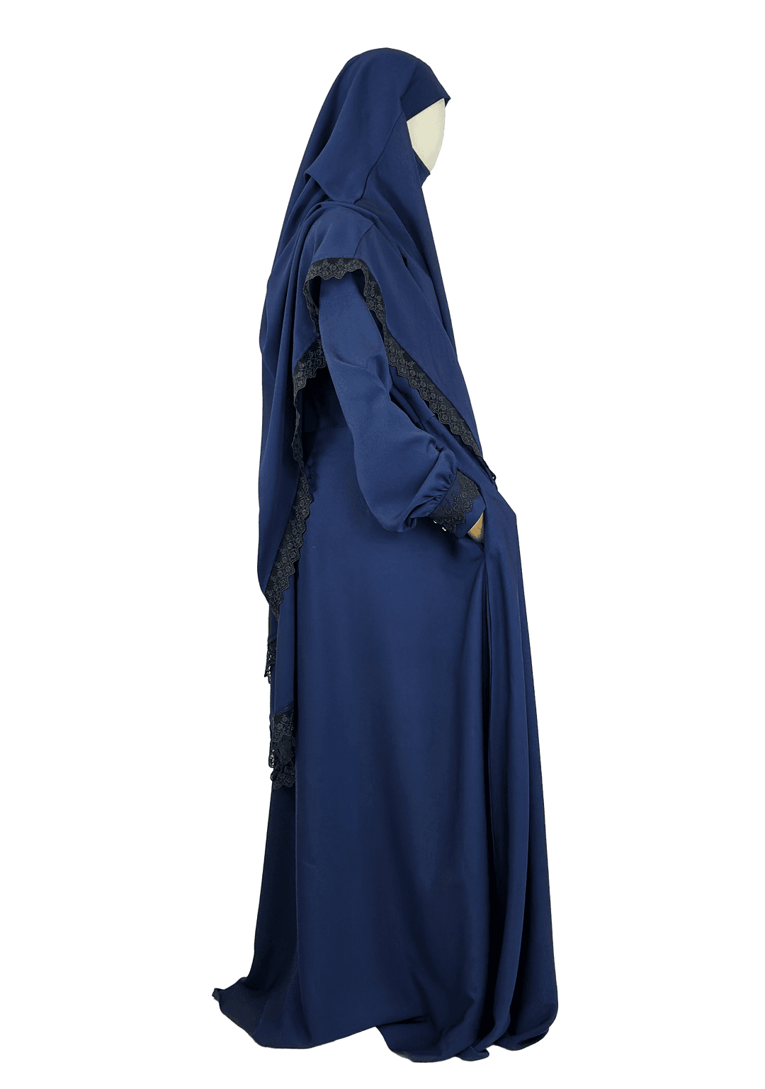 Shazia Lace Trim Jilbab - Sapphire