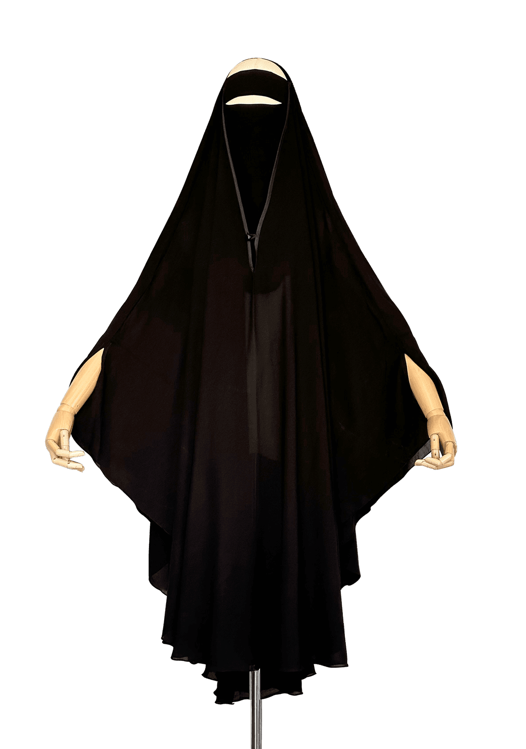 Chiffon Single Button Cape + Niqab - Black